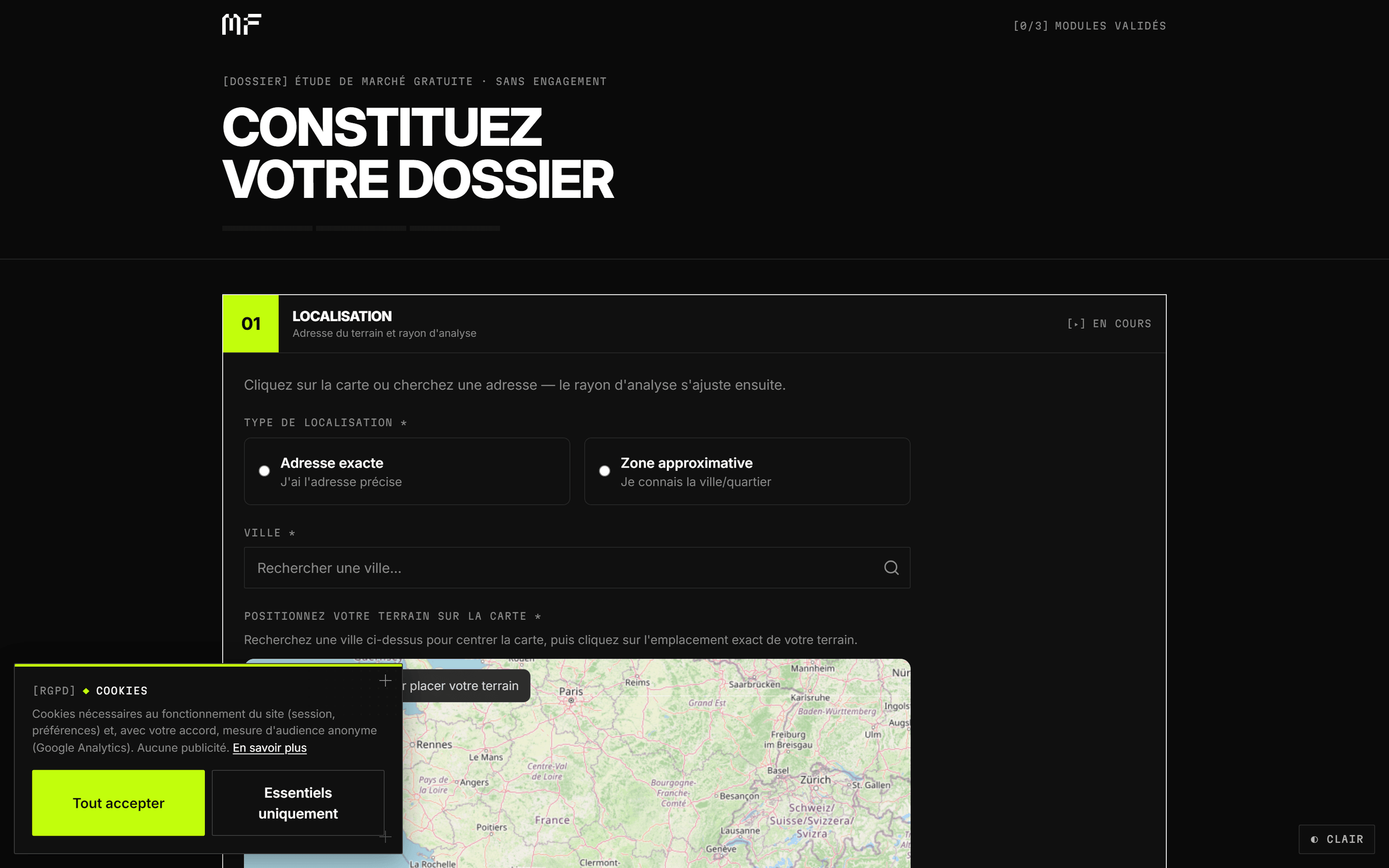 Un produit complet, de la landing au back-office